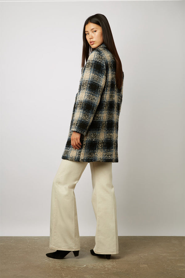 SAVERINA DOUBLE BREASTED CHECKERED COAT