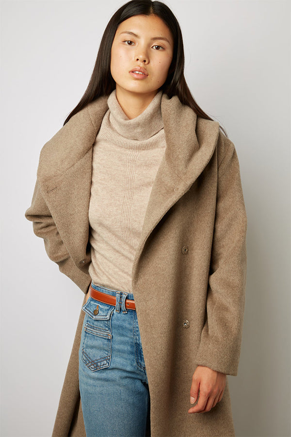 SEMRA BELTED SHAWL COLLAR WOOL AND ANGORA BLEND COAT