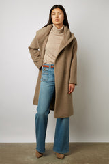 SEMRA BELTED SHAWL COLLAR WOOL AND ANGORA BLEND COAT