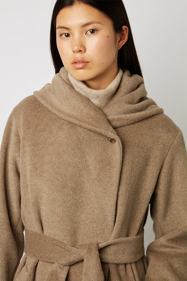 SEMRA BELTED SHAWL COLLAR WOOL AND ANGORA BLEND COAT