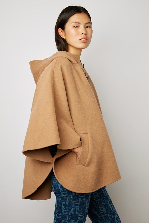 SIANA HOODED FINE WOOL CAPE