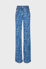 ANNA BLUE PAISLEY PRINT FLARED JEANS