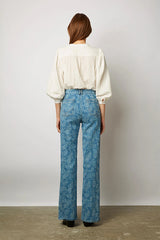 ANNA BLUE PAISLEY PRINT FLARED JEANS