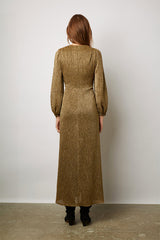 ACELYA GOLDEN LUREX LONG DRESS