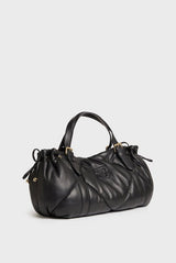 24H LAMBSKIN BLACK QUILTED HANDBAG