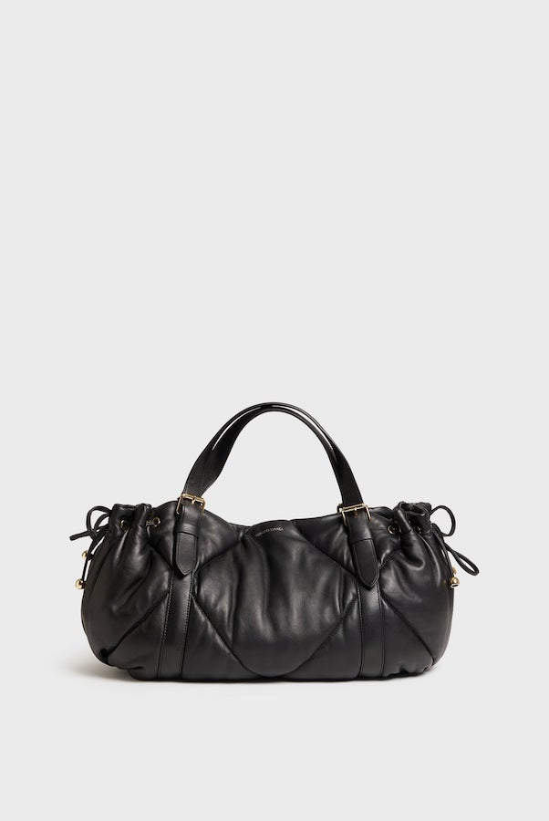 24H LAMBSKIN BLACK QUILTED HANDBAG