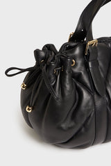 24H LAMBSKIN BLACK QUILTED HANDBAG