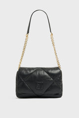 LE FANNY BLACK QUILTED CHAIN STRAP HANDBAG