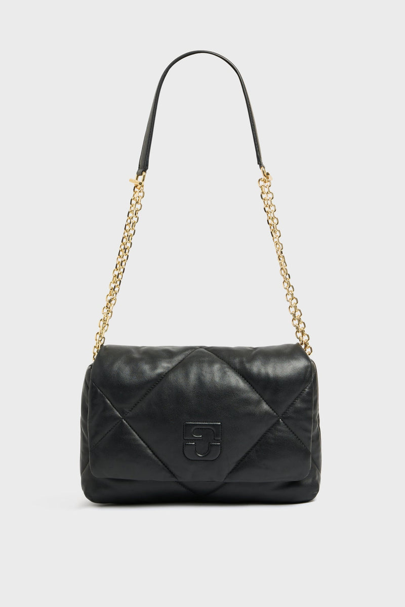 LE FANNY BLACK QUILTED CHAIN STRAP HANDBAG