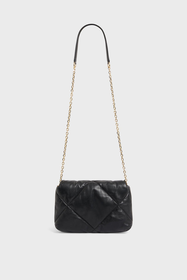 LE FANNY BLACK QUILTED CHAIN STRAP HANDBAG