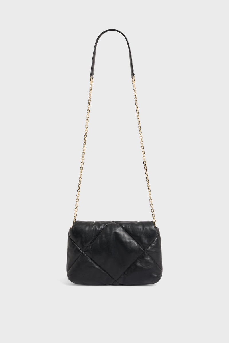 LE FANNY BLACK QUILTED CHAIN STRAP HANDBAG