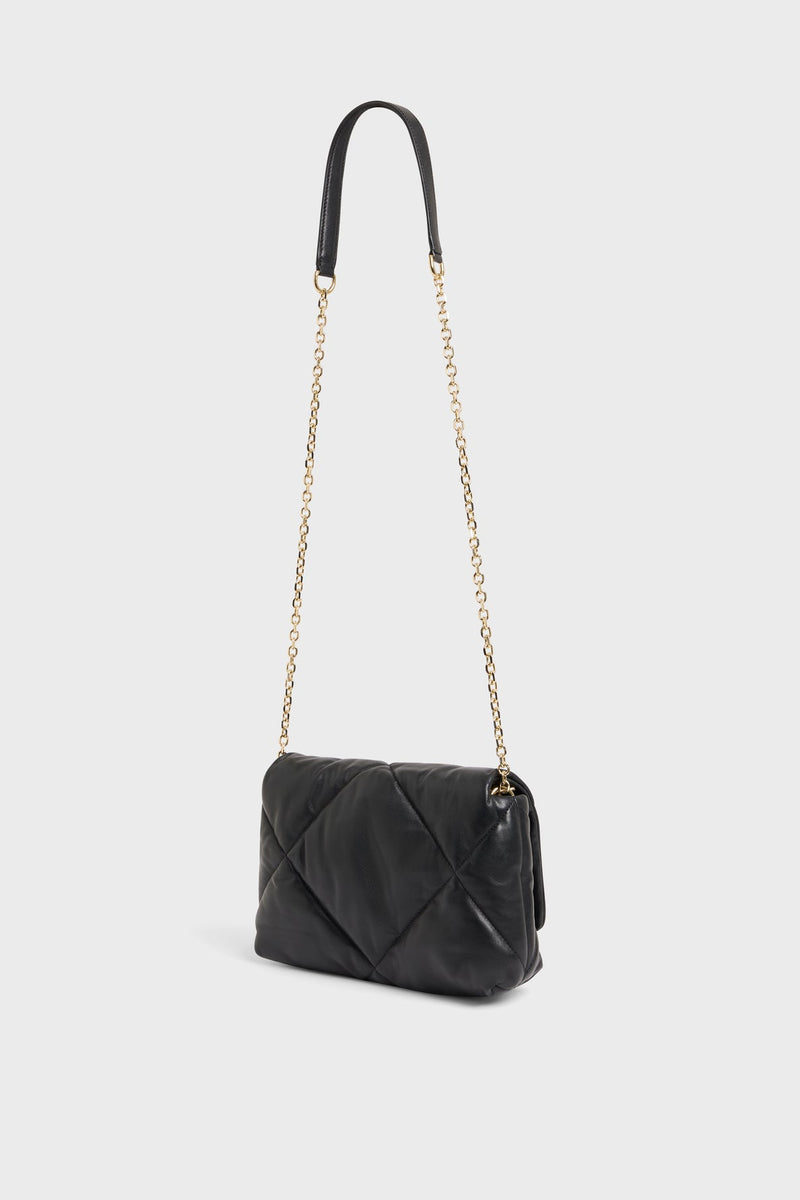 LE FANNY BLACK QUILTED CHAIN STRAP HANDBAG