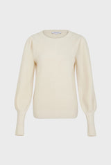 LEONORA ECRU OPEN STITCH FITTED WOOL SWEATER