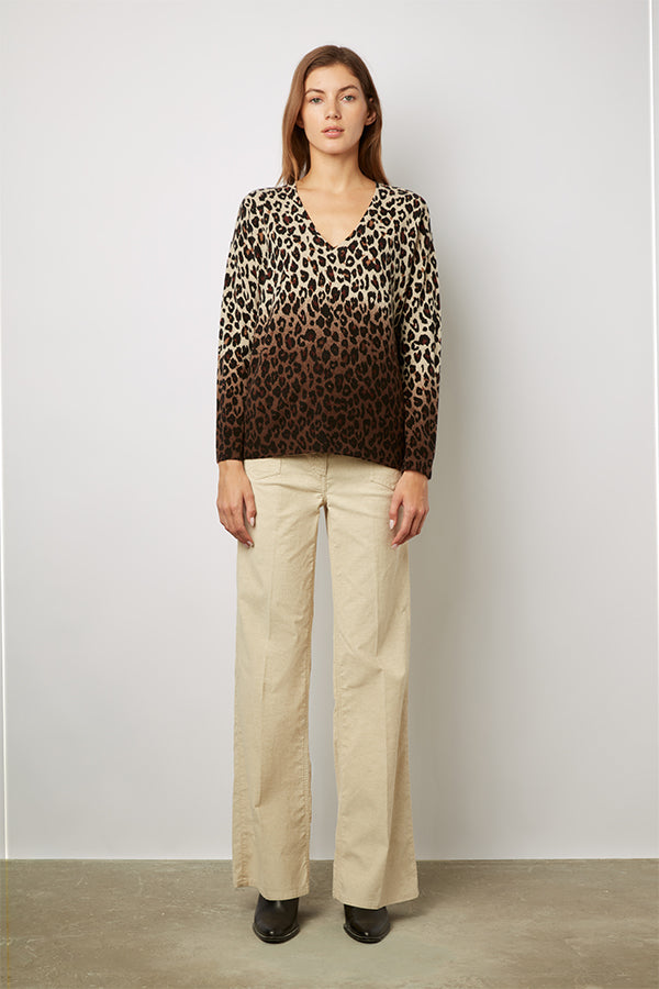 LAVINIA GRADIENT LEOPARD PRINT WOOL SWEATER