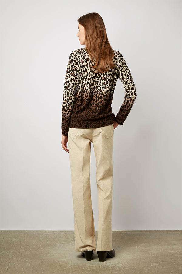 LAVINIA GRADIENT LEOPARD PRINT WOOL SWEATER