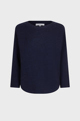 LIV NAVY PLAIN OTTOMAN KNIT SWEATER