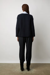 LIV NAVY PLAIN OTTOMAN KNIT SWEATER