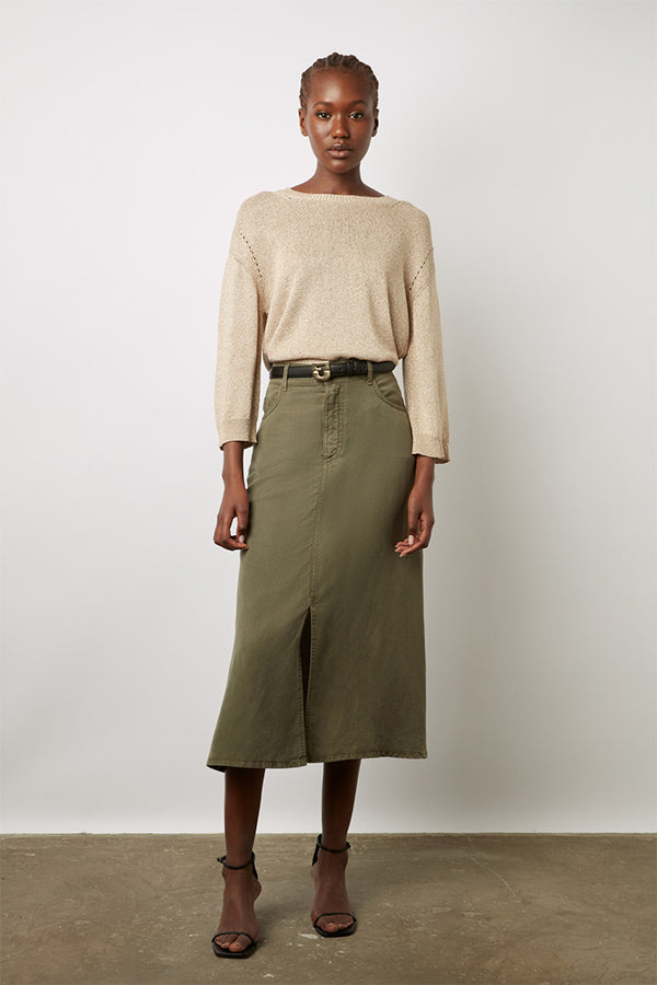 DOURIA PLAIN MIDI SKIRT