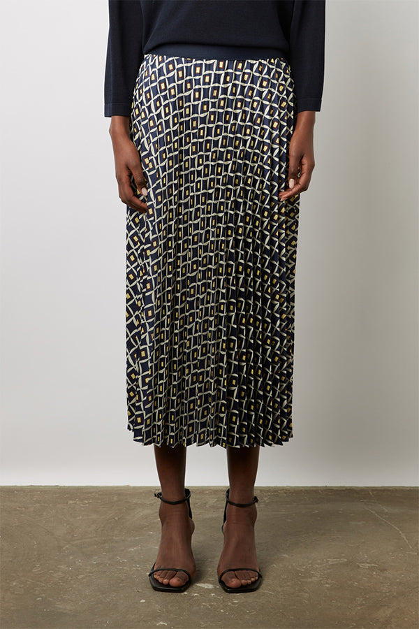 DAMILLE 70S PRINT SOFT PLEATED SKIRT