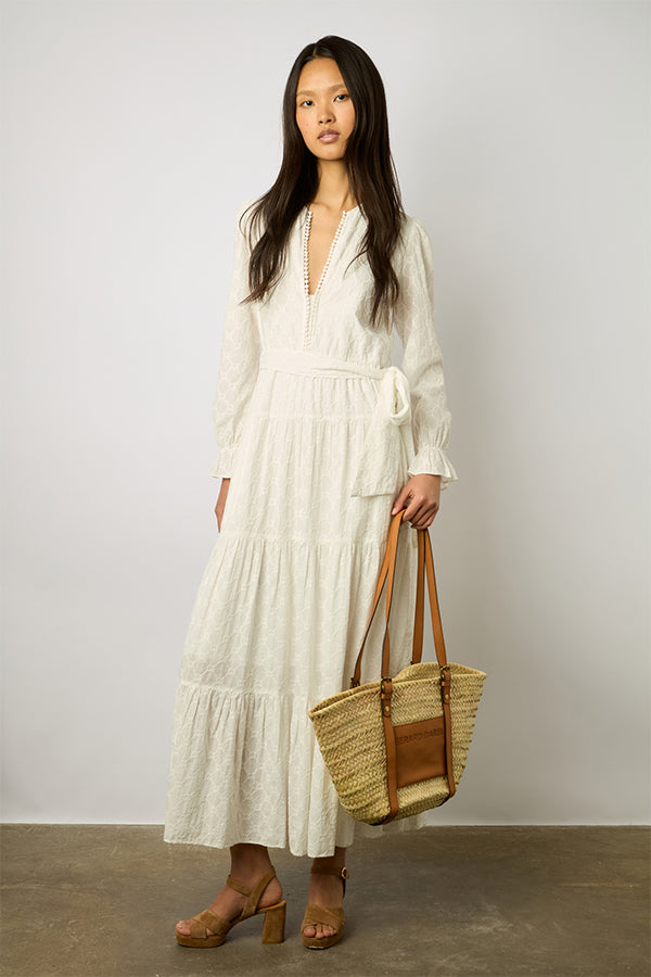 ETANN EMBROIDERED WHITE MAXI DRESS