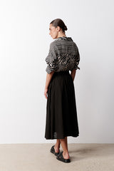 OPHELIA CARBONE FLARED MIDI SKIRT