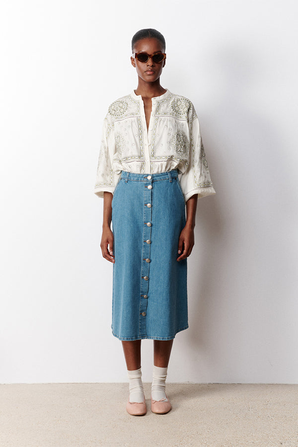 THERESA DENIM MIDI SKIRT