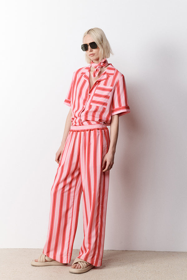 VALERA PINK & RED LOOSE STRIPED TROUSERS