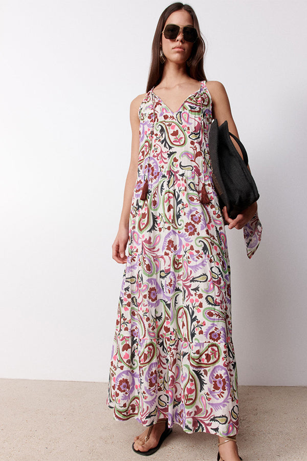 MONICA PURPLE PRINTED MAXI DRESS