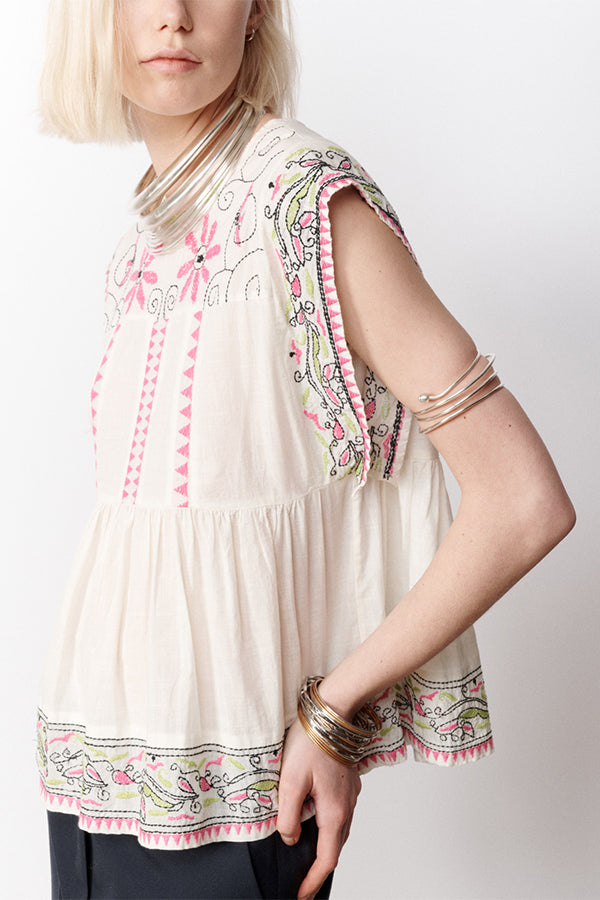 MAEVA SLEEVELESS EMBROIDERED TUNIC