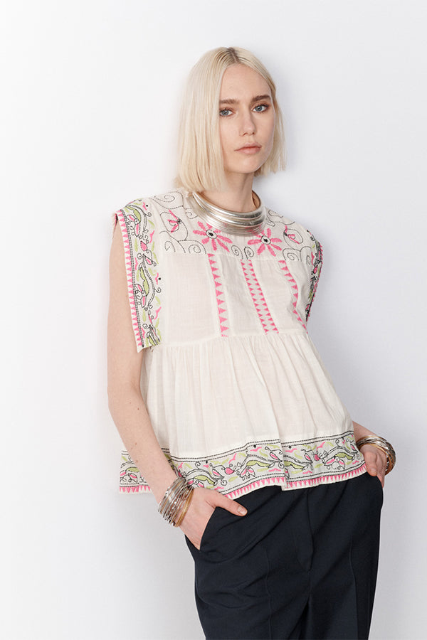 MAEVA SLEEVELESS EMBROIDERED TUNIC