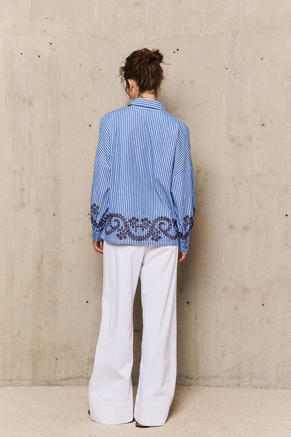 NURIA STRIPED EMBROIDERED SHIRT
