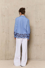 NURIA STRIPED EMBROIDERED SHIRT