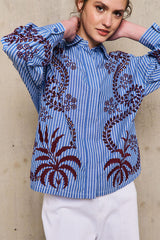 NURIA STRIPED EMBROIDERED SHIRT