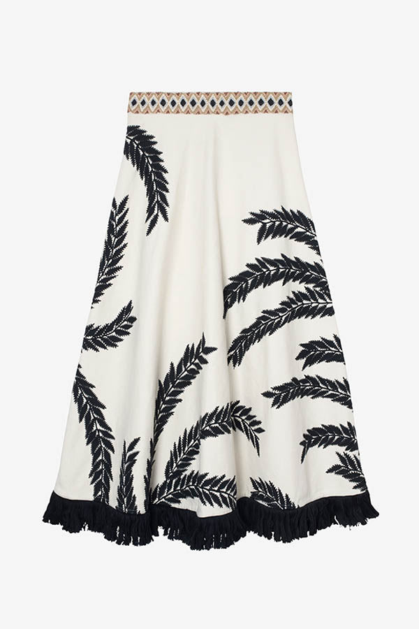 PALMER LINEN EMBROIDERED SKIRT