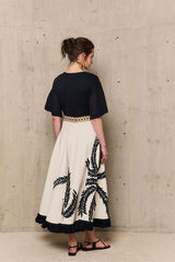 PALMER LINEN EMBROIDERED SKIRT