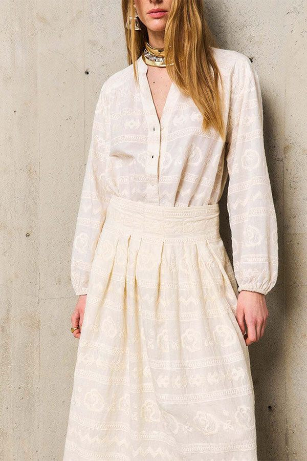 LAURE EMBROIDERED MIDAXI SKIRT
