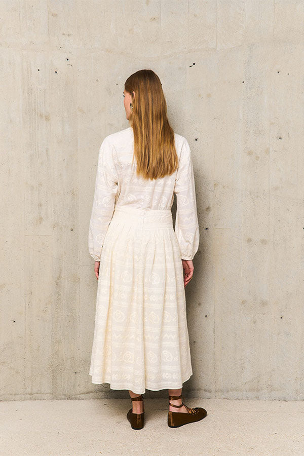 LAURE EMBROIDERED MIDAXI SKIRT