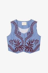 NURIA STRIPED EMBROIDERED VEST