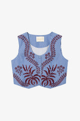 NURIA STRIPED EMBROIDERED VEST