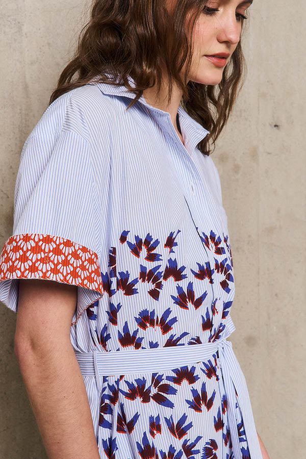 LOUXOR PRINTED STRIPED SHIRT DRESS