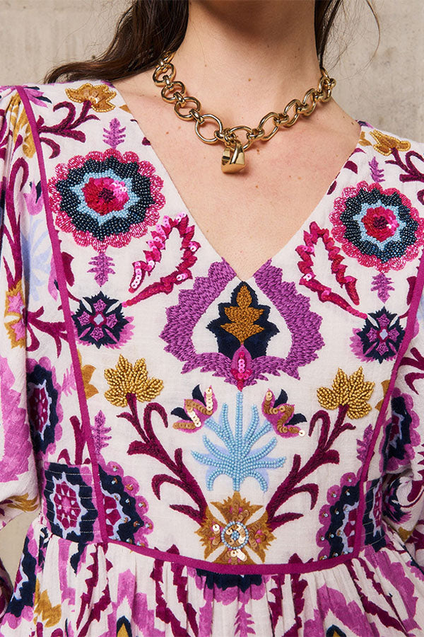 YUCATAN PINK PRINTED SHORT DRESS
