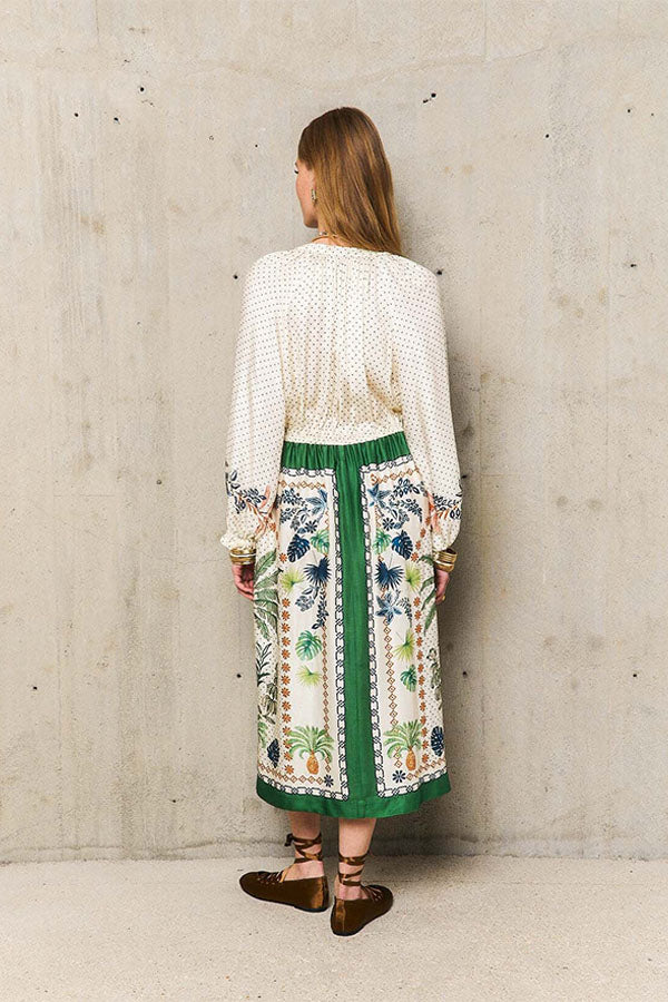 MAHALIA POLKA DOT PRINTED LONG DRESS