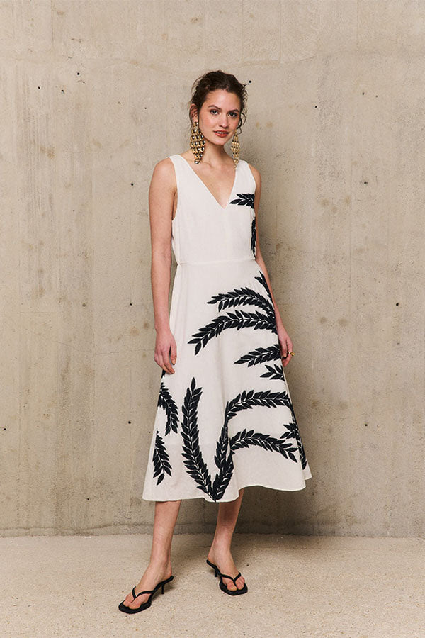 PALMER LINEN EMBROIDERED SHORT DRESS