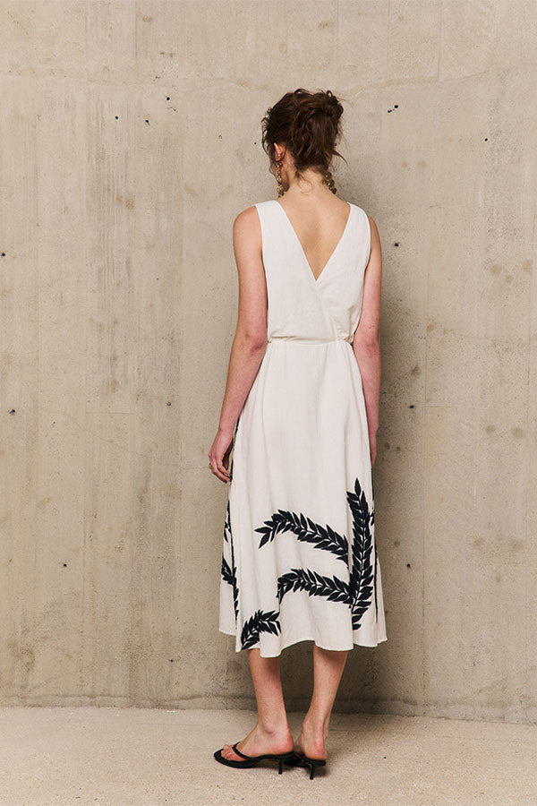PALMER LINEN EMBROIDERED SHORT DRESS