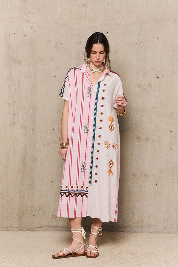 FRIDA PINK EMBROIDERED DRESS