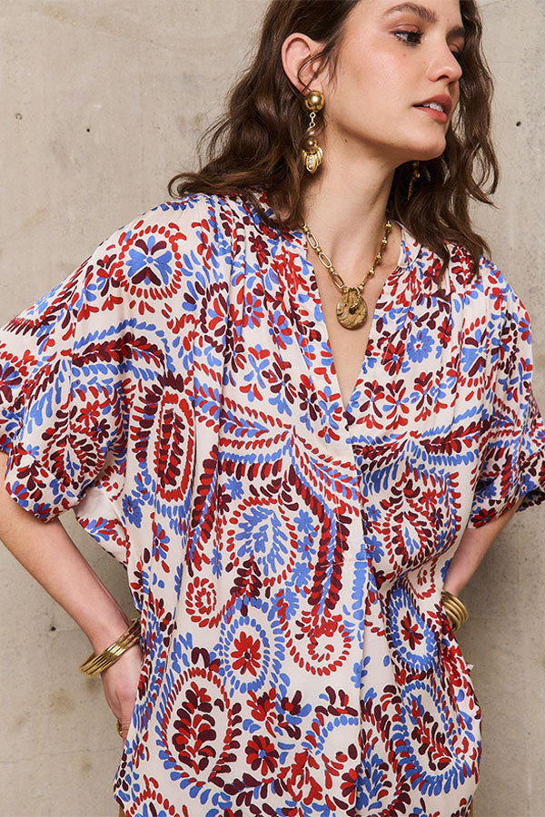 ABRIL RED PRINT TUNIC