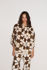 LOTUS BROWN PRINTED BATWING SHIRT
