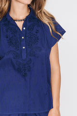 BILLIE EMBROIDERED NAVY TUNIC