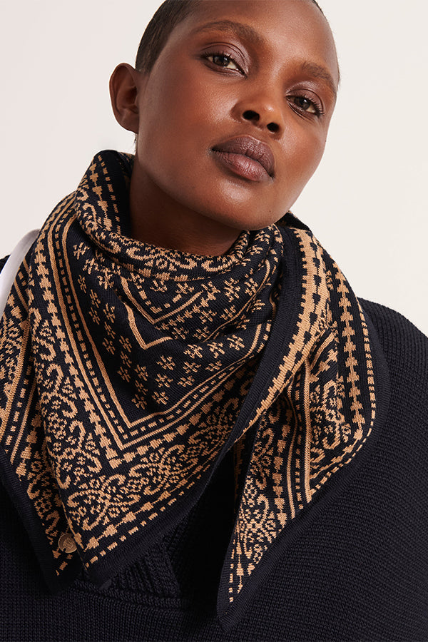EMPEREUR BROWN TRIANGLE JACQUARD SCARF