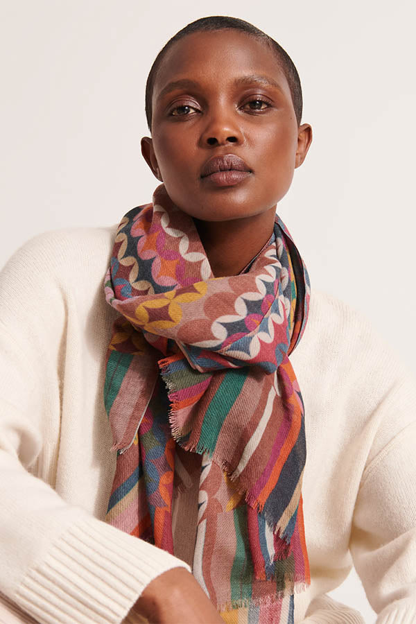 ESME VIBRANT MULTICOLOR HANDWOVEN STRIPED SCARF